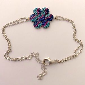 925 Silver flower bracelet cubic zirconia cz stones
